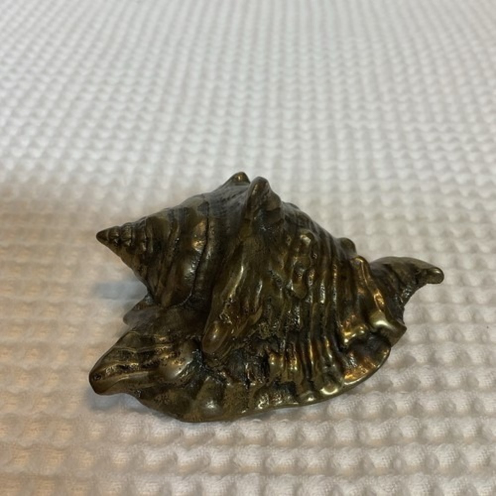 Vintage Solid Brass Spiral Large Conch Sea Shell Coastal Beach Decor 2"